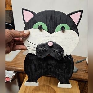 Handcrafted Large Wood Cat/Dog Feeding Station or Planter (dishes not included)